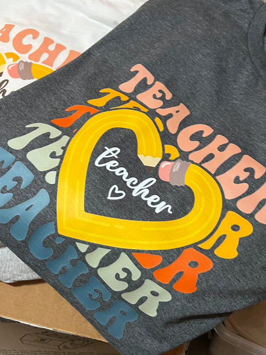 TEACHER heart shirt